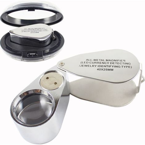 Lntyq Loupe de Bijoutier 40X,Loupe Bijoutier avec Lumière,Loupe de Poche,Loupe Pliante en Métal pour Diamants, Bijoux, Pièces de Monnaie, Timbres, Le Travail de près (1/4)