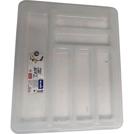 Organizador de cajones para cubiertos de 6 compartimentos, incoloro, Rotho, 1 unidad. (1/2)