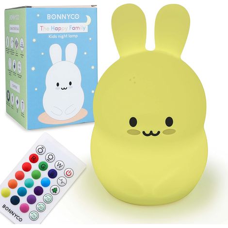 1 Veilleuse Lapin Silicone, 16 Couleurs, Minuterie, Télécommande, Chambre Enfant (1/5)
