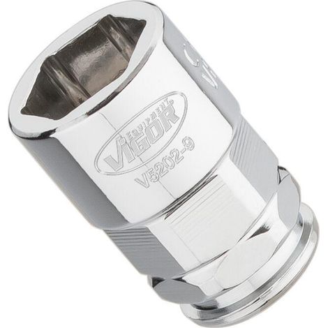 VIGOR Douille plate super fine V5202-9 Carré creux 6,3 mm (1/4 pouce) Profil hexagonal extérieur 9 (1/4)