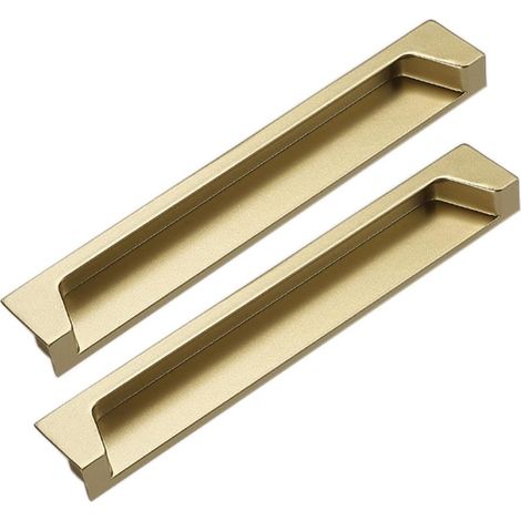 Maniglia a scomparsa per porta scorrevole, set di 2 pomelli a scomparsa in lega di zinco per cassetti e ante di armadi scorrevoli, con viti (Colore: oro, Dimensioni: Interasse fori 96 mm) (1/5)
