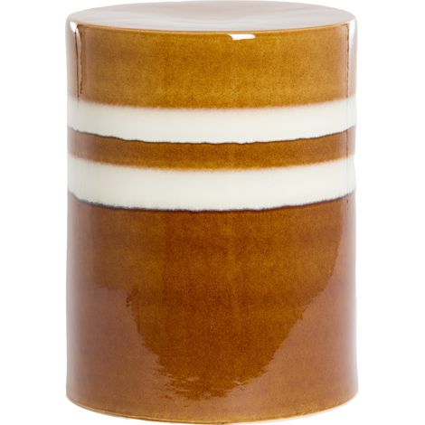 Light & Living MOOCA Beistelltisch Keramik cognac-weiß – Ø33x44 (1/4)