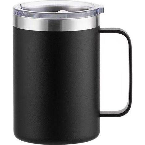 Tazza termica da 414 ml in acciaio inox con coperchio a tenuta stagna - Tazza da viaggio termica a doppia parete da 414 ml con manico - Tazza termica in metallo - Tazza da campeggio - Blu (1/5)