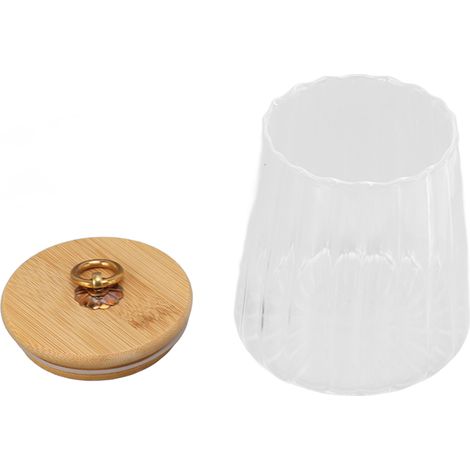 Boîte à thé en verre de 580 ml, récipient de conservation transparent avec couvercle hermétique en bambou pour plan de travail. (1/5)
