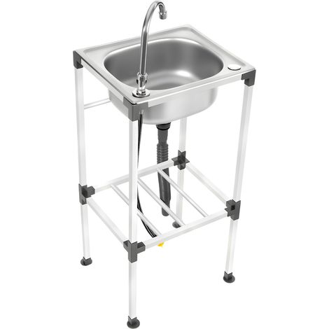 YISSALE – Évier commercial en acier inoxydable 38 x 33 x 83 cm - Évier mobile - Évier de cuisine autoportant avec robinet à 360° - Multifonction - Pour restaurant (1/5)