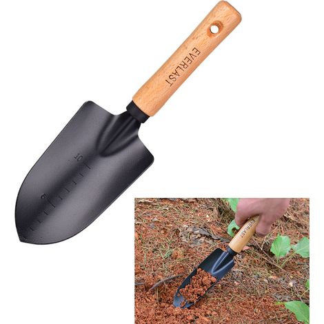 Pelle de Jardin Miniature en Acier Carbone pour Plantation avec Manche en Bois (1/5)