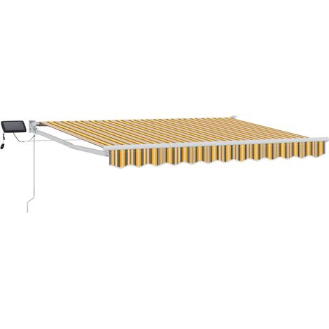 Manuelle Gelenkarmmarkise mit LEDs Gelb und Grau 3,5 x 2,5 m (1/5)