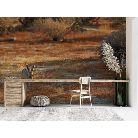 Papier peint animaux - lièvre dans la plaine sauvage - 150 x 250 cm (1/2)