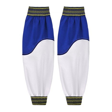 Mangas de Soldadura Resistentes al Fuego, de Piel de Oveja Resistente y Algodón Ignífugo, Unisex, con Puños Elásticos para Soldadura, Carpintería y Herrería, 558 x 95 x 1 mm, Azul y Blanco (1/5)