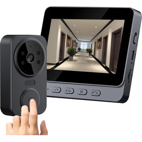 Sonnette Vidéo HD Nocturne avec Caméra USB C 2,4 GHz à Deux Voies 1080p Grand Angle pour Domicile ou Appartement (1/5)