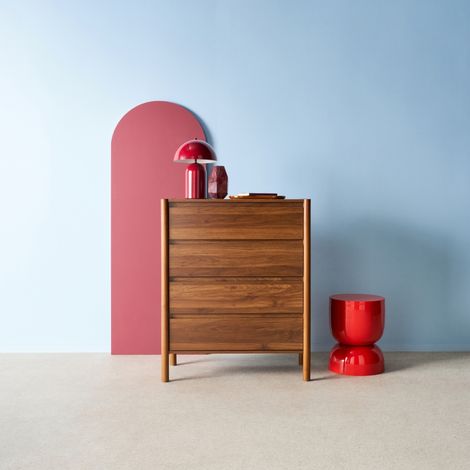 Commode décor bois 4 tiroirs noyer 80cm - 80 x 40 x 98 cm - Harmony (1/5)