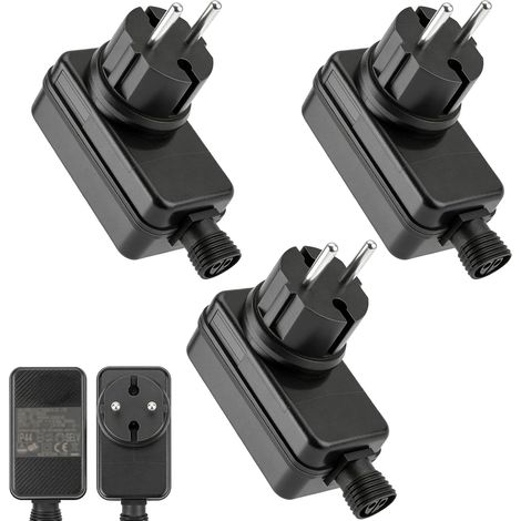 Lot de 3 adaptateurs d'alimentation LED 12 V 2 A 24 W pour éclairage de jardin - Étanche IP44 - Adaptateur d'alimentation pour spot de jardin - Bloc d'alimentation 12 V 2 A pour barre lumineuse (1/5)