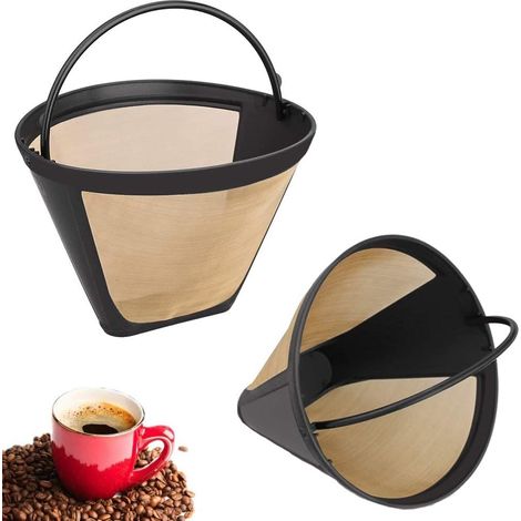 Filtre à Café Réutilisable - Acier Inoxydable 304 - Maille Fine avec Poignée - Compatible avec la Plupart des Cafetières - 2 Pièces (1/5)