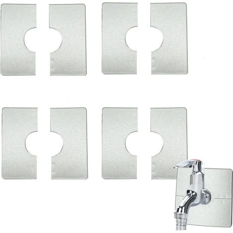 Cache-tuyau de douche 28 mm, 4 pièces, plaque carrée fendue en plastique, cache décoratif amovible, argenté, pour robinets, tuyaux et décoration de tuyaux (1/5)
