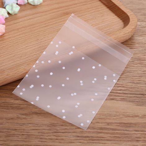 200 Pièces À Pois Sac Auto-Adhésive Sachets Pochettes Sac d'emballage en Plastique pour Biscuits Bonbons 15x15 cm (1/4)