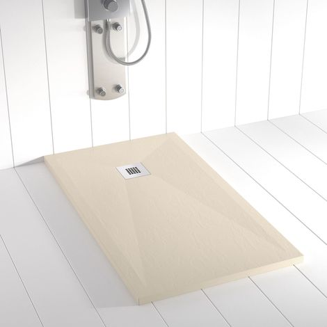 Piatto doccia in Resina PLES Crema ANTISCIVOLO - 70x90 cm - Griglia + Valvola GRATIS