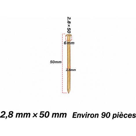 Clou rond en laiton doré brillant 2,8 × 50 mm pour meuble 2.8 50 5 × 2,8 × 5 cm 250 g – Livraison gratuite
