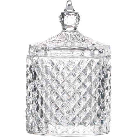 Boîte Rangement Ronde Salle de Bain Verre - 8.5x13cm (1/2)