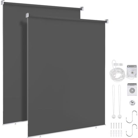 Randaco 2X Senkrechtmarkise Vertikalmarkise Seitenrollo Sichtschutz für Terrasse Balkon Sonnenschutz UV-Beständig Anthrazit 140x140cm