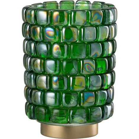 Photophore en Verre "Mosaïque" 20cm Vert (1/5)