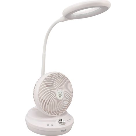 3-in-1 Schreibtischlampe, Ventilator, Luftbefeuchter, Helligkeitswinkel, einstellbare Windstärke, für Studentenwohnheime und Bürobedarf, Weiß, 100 ml (1/5)