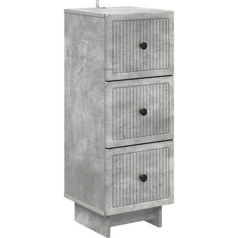 vidaXL Mobile con Cassetti Grigio Cemento 33 x 34,5 x 90 cm