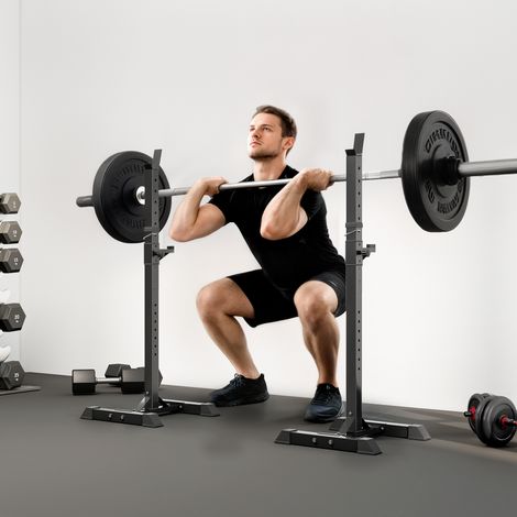 Support de musculation entrainement pour barre longue haltère charge max. 150 Kg (1/5)