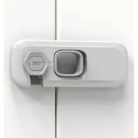 Verrou de sécurité pour porte enfant - Anti-pincement - Ouverture facile - Lot de 4 - Gris clair (1/2)