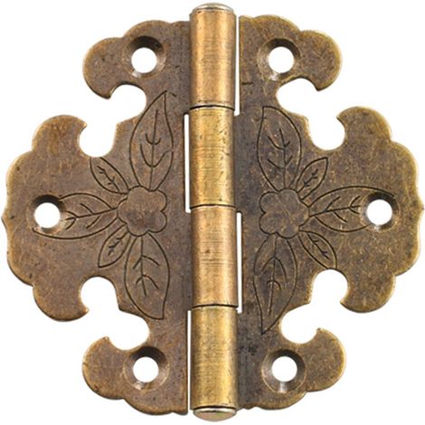 4pcs Vintage Cabinet Hinges, Brass Cabinet Door Pearl Treasure Box, Wooden Furniture Hardware Accessories Gift (1/4)