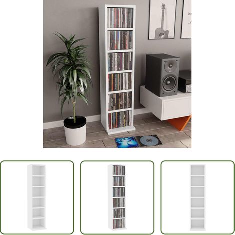Étagère à CD - Armoire à CD Blanc 21x20x88 cm Bois d'ingénierie (1/5)