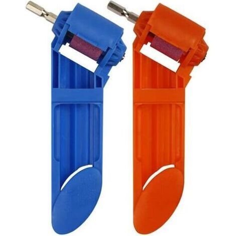 2 Pcs Foret Aiguiseur Foret,Aiguiseur de Forets en Corindon,Outil D'AffûTage de Foret Portable, Fait de Plastique ABS de Haute Qualité et de Meule en Corindon Brun,de Haute Dureté(Bleu,Orange)-DOU (1/4)