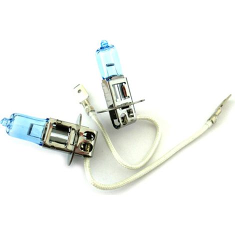 Coppia lampade alogene H3 12V 55W PK22s effetto Xenon bianco per fendinebbia (1/3)