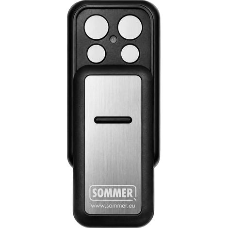 Telecommande Sommer Slider Vibe S10202-00001 - Emetteur Portail et Porte de Garage - 4 Canaux, SOMloq2 868,95 MHz / 868,8 MHz, Noir/INOX
