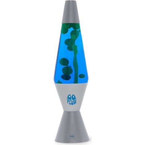 Lámpara de lava Legami Magmastic plateada de 36 cm con burbujas verde oscuro y líquido azul