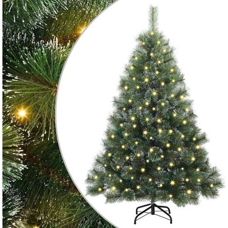 Sapin de Noël artificiel avec 150 lumières LED, vert, 150 cm, en PE et PVC. (1/5)