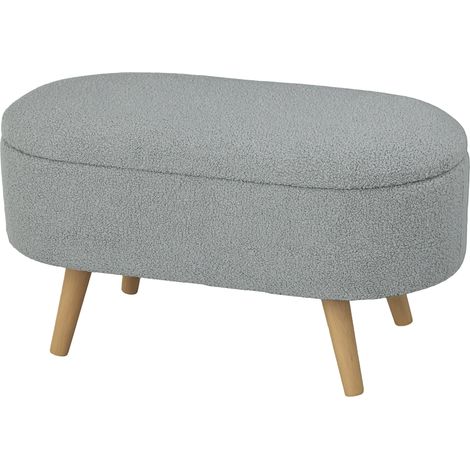 Teddy Fleece Storage Ottoman Grey (1/5)