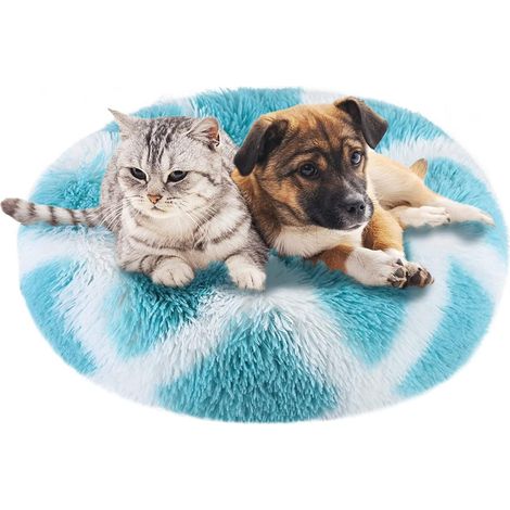 Rundes Kissen, 50 cm, Haustierbett, Katzenkissen, Korb, Hundekatzenbett, rundes Hundekatzenbett, Korb, Donut, weich, bequem, beruhigendes Bett für Hund, Katze, Kissen, Dunkelgrau (1/5)