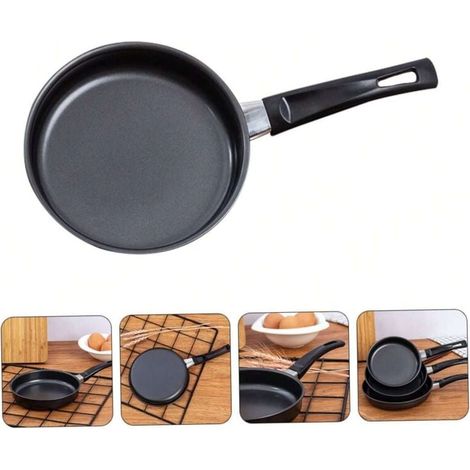 Mini poêle multifonctionnelle mini poêle petite poêle antiadhésive cuisinière à induction poêle noire revêtement antiadhésif résistant aux hautes températures (1/4)