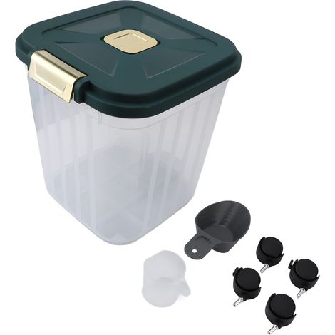 Conteneur de stockage de riz avec roue roulante, hermétique, grande capacité, anti-poussière, humide, pour ingrédients de qualité alimentaire, pour grains de maïs, taille S, 30 L (1/5)