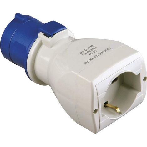 POLY POOL, PP0648X Adattatore CEE 3 Poli con Spina IEC309 Grande 16A e Presa Civile Schuko P40 Pluristandard Standard Italiano e Tedesco, Adattatore Presa Industriale con Made in Italy, 1 PEZZO (1/4)