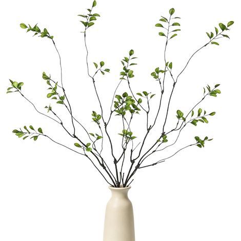 Lot de 4 branches de ficus artificielles vertes - Branches artificielles comme de véritables branches - 96 cm - Troncs flexibles - Décoration pour vase, branches d'olive, décoration de vase (1/5)