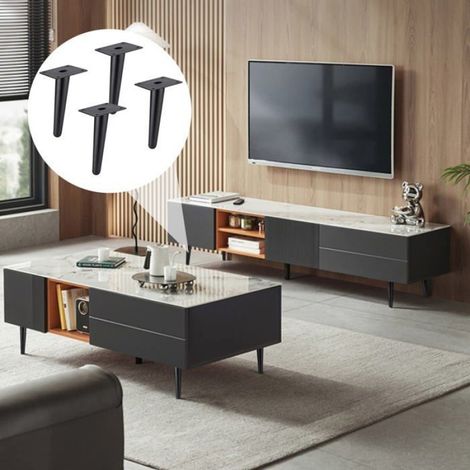 4 Pieds de meuble métal noir, charge jusqu'à 600 kg, pour armoire, table (1/5)