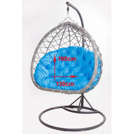 Coussins pour fauteuil berçant de jardin 130 x 100cm Coussin Fauteuil Suspendu Coussin fauteuil suspendu hamac Bleu (1/2)