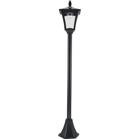 Lampe solaire d'extérieur noire 18 x 18 x 160 cm avec LED 40 lumens pour jardin et chemin (1/5)