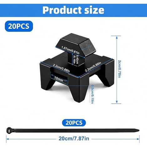 Support de Câble Rainure Clips Bornes à Rainure pour Profilé en Aluminium 40 x 40 mm Support de Câbles pour Profilé Standard Européen (1/4)