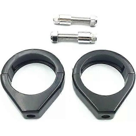 Lot de 2 supports de clignotants de 49 mm pour moto, fixation par colliers de déport de fourche avant, chromés/noirs, compatibles Harley Dyna, Softai, FXDB, XL-JXLGV (1/5)