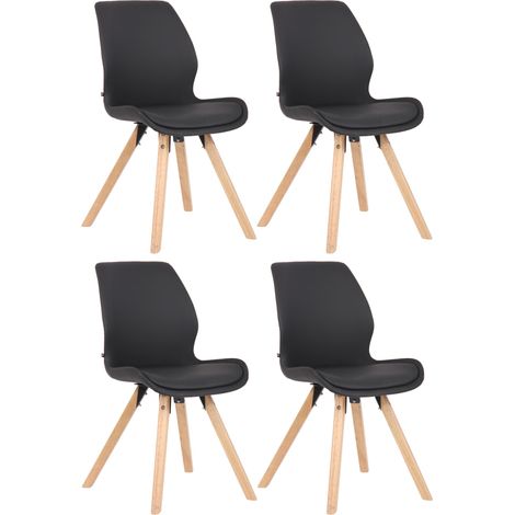 Lot de 4 chaises de salle à manger design scandinave en PVC noir pieds en bois clair 100001846 (1/5)