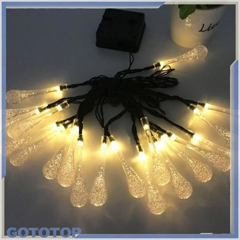 Lumières de jardin multicolores en forme de goutte d'eau Guirlande solaire à 50led, étanche IP65, luminaire decoration (1/5)
