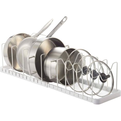 Yamazaki 3840 TOWER Extendable Lid & Pan Holder, white, ABS Resin/Steel, 4582 x 20 x 17.5 cm (1/5)