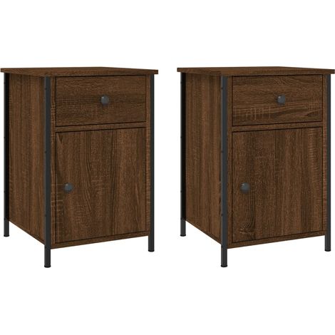 Set di 2 comodini con cassetto e vano con anta 40 x 42 x 60 cm in legno ingegnerizzato marrone e ferro DEC035862